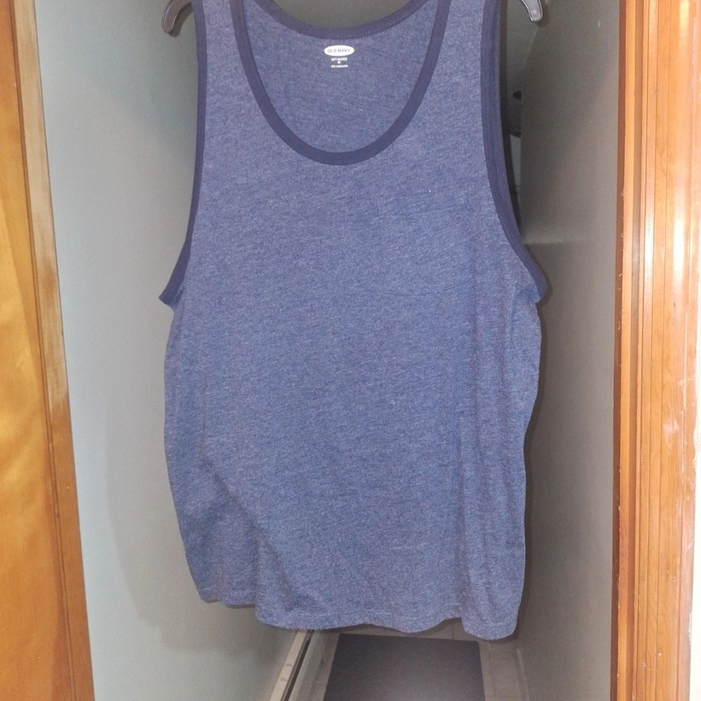 Old Navy Blue Heather Tank Top with Navy Trim